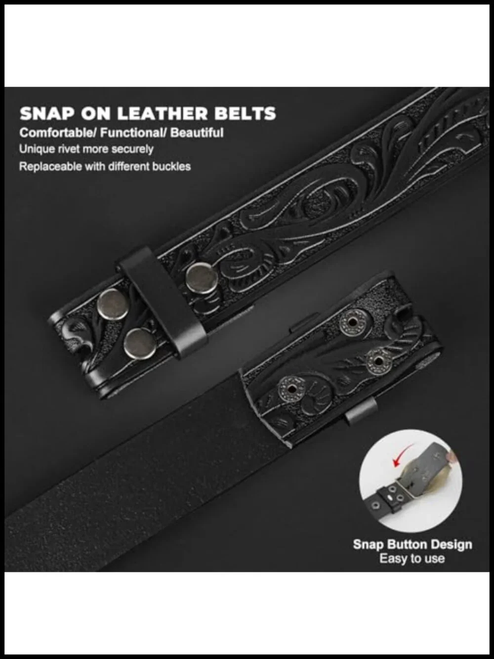 Western Leather Belt Strap for Men Women Cowboy Cowgirl Gifts